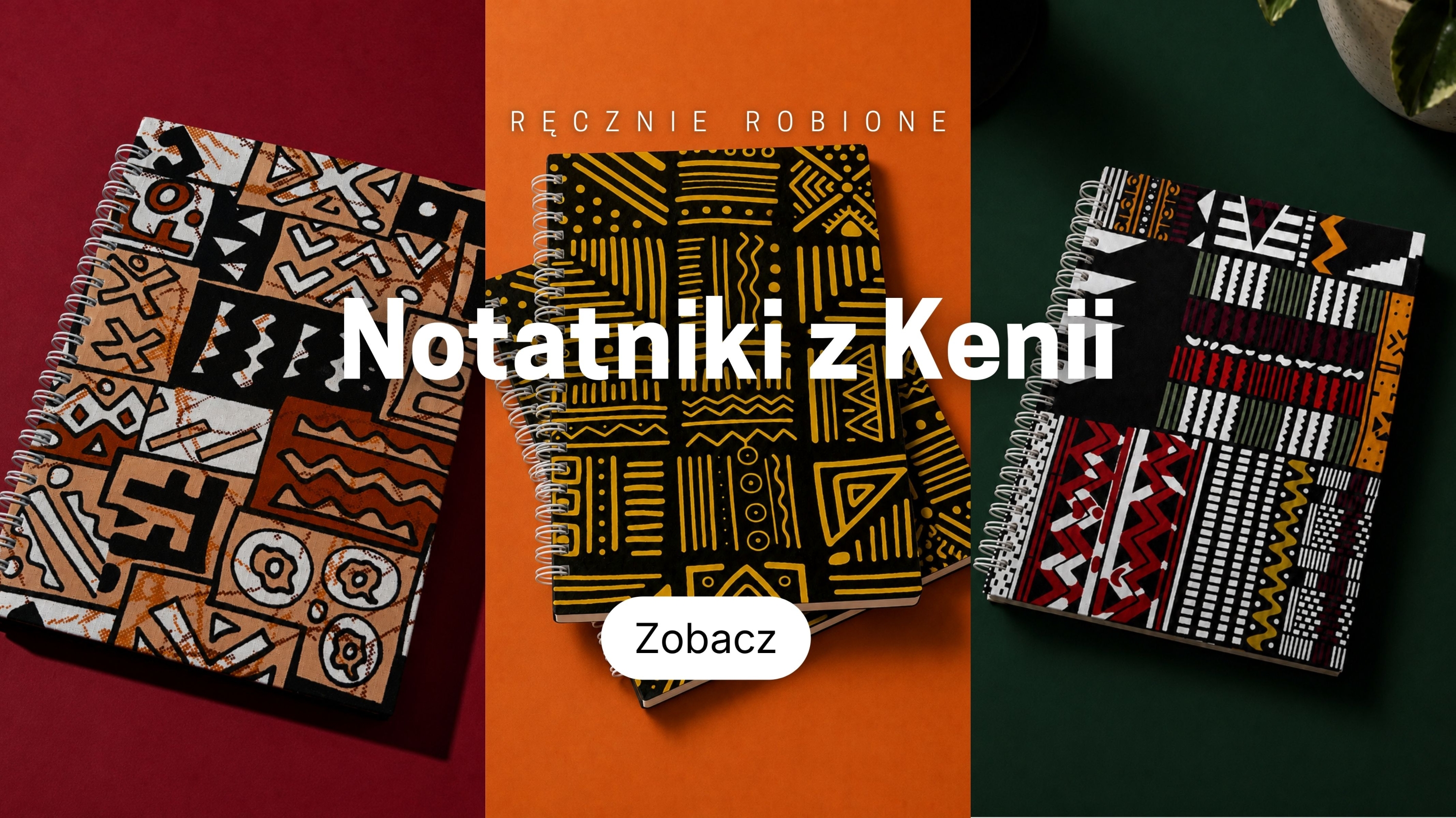 Baner prowadzący do strony z kategorią notatniki z Kenii