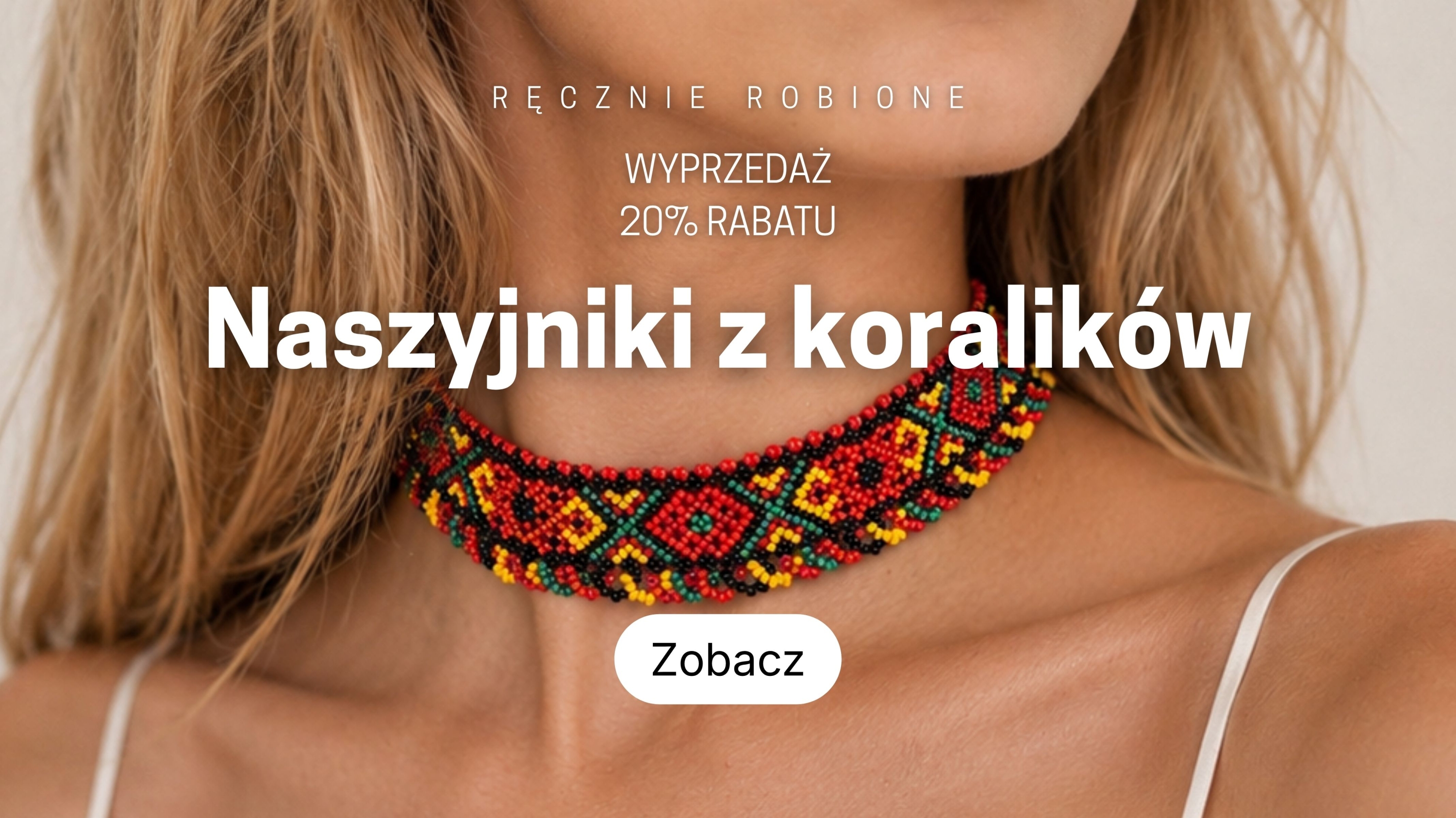 Baner prowadzący do strony z kategorią naszyjniki z koralików